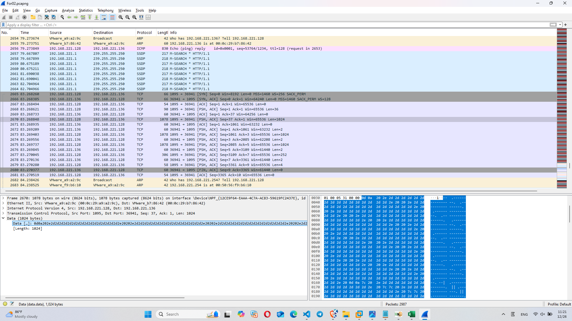 Wireshark — Exfiltration packets with encoded character data (part 1)